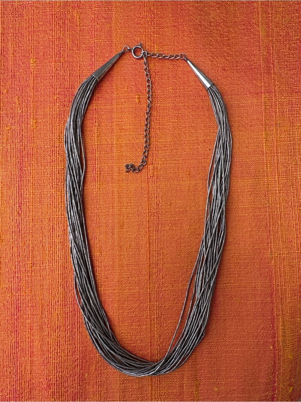 Authentic Native American Silver Bead Necklace 20 strand